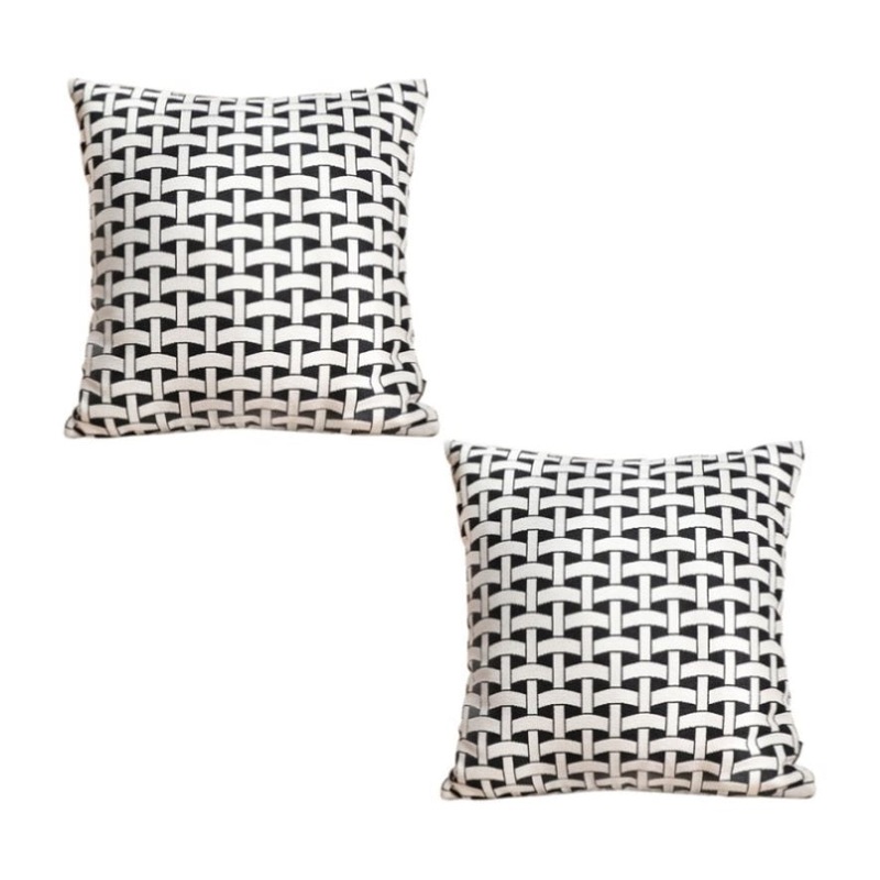 SOGA 2X 50cm Black & White Pattern Throw Pillow Thick Comfort Pro Polyester Fiber Cotton for Home FRENCHCUSHION340X2