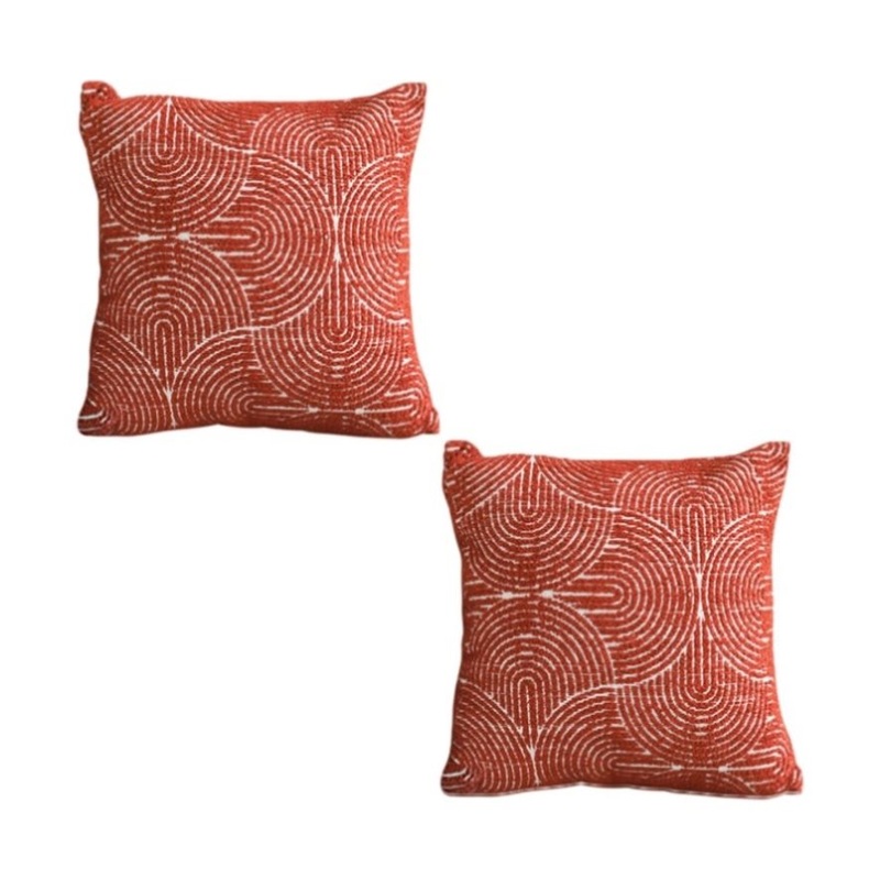 SOGA 2X 50cm Throw Pillow Burgundy Cinnabar Perfect Burnt Indoor and Outdoor Corded for Home Decor FRENCHCUSHION317X2