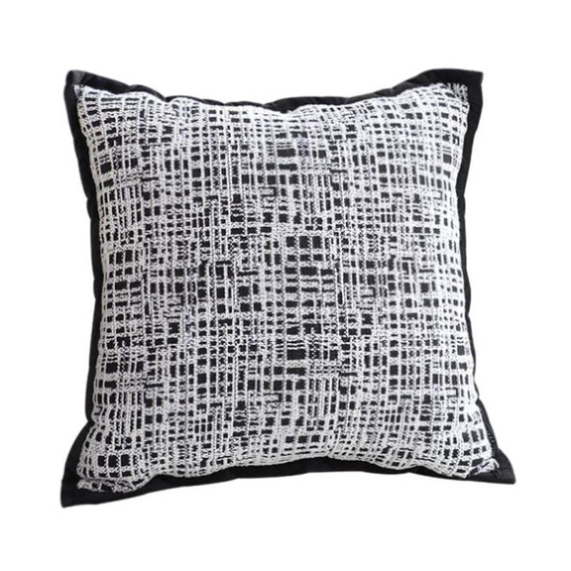 SOGA 45cm Vintage Leopard Print Sofa Black & White Grid Wide Edge Square Throw Pillow FRENCHCUSHION251