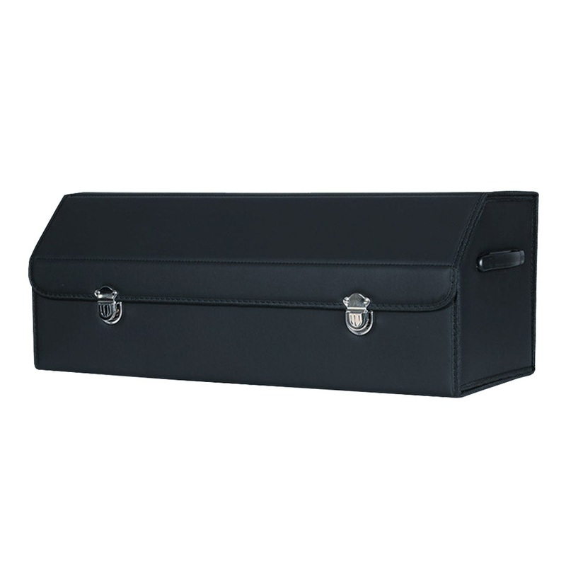 SOGA Leather Car Boot Collapsible Foldable Trunk Cargo Organizer Portable Storage Box With Lock STORAGEBLKV20LGE