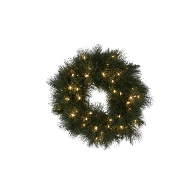 61cm Long Needle Christmas Wreath with Lights 112_HZLN61L