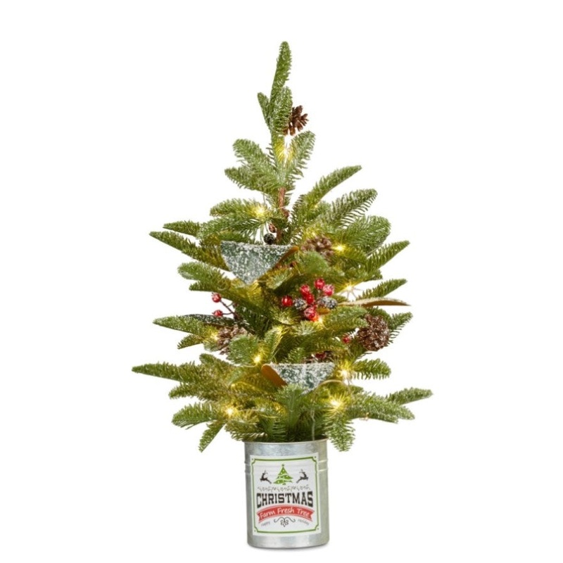 Christmas Tree with Lights in Tin Pot – 65cm 112_HZ403