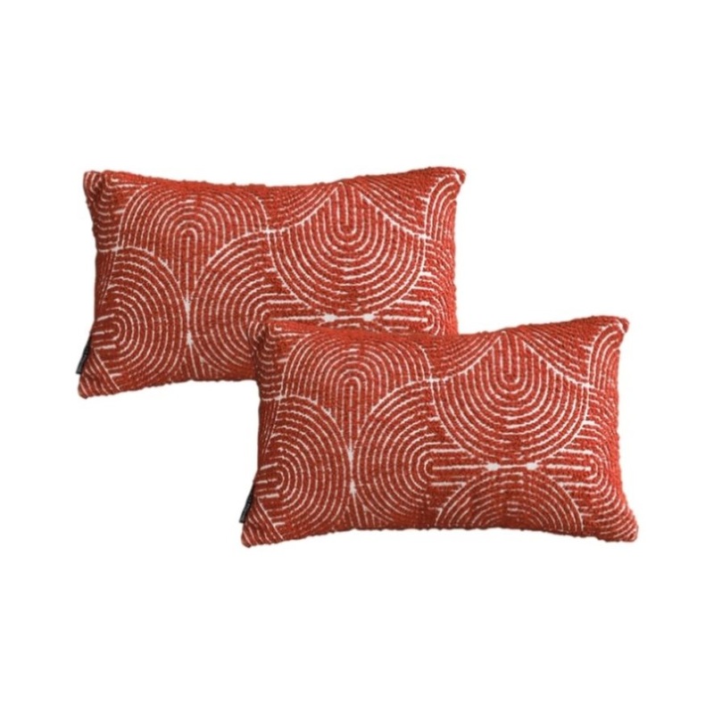 SOGA 2X 30cm Cinnabar Pillow Perfect Burnt Indoor/Outdoor Corded Throw Red Set Lumbar Throw Pillow FRENCHCUSHION219X2