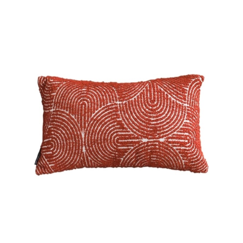 SOGA 30cm Cinnabar Pillow Perfect Burnt Indoor/Outdoor Corded ThrowRed Set Lumbar Throw Pillow FRENCHCUSHION219