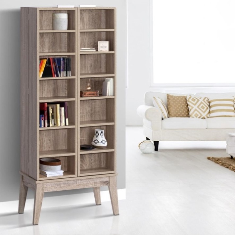 Artiss Bookshelf CD Storage Rack – BERG Oak FURNI-C-CD-NEW02-WD-AB