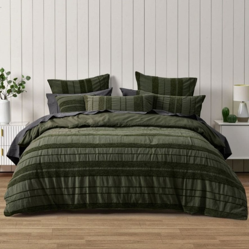 Bianca Avery Forest Chenille Striped Quilt Cover Set Queen V442-BCA-QUILTCS-AVERY-FOREST-QS