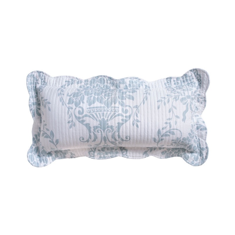 Bianca Florence White Blue Rectangular Cushion V442-BCA-CUSHION-FLORENCE-WHITE-RE
