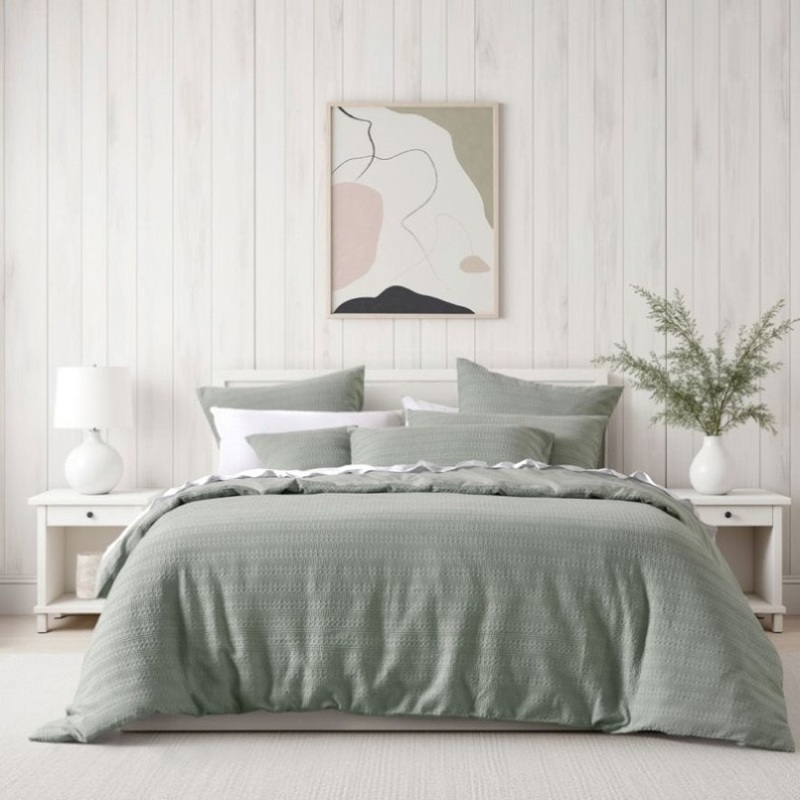 Bianca Kahlani Sage Waffle Quilt Cover Set Single V442-BCA-QUILTCS-KAHLANI-SAGE-SB