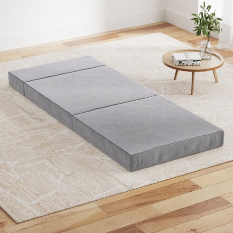 Giselle Bedding Foldable Mattress Folding Foam Bed Mat Light Grey FOAM-MFM-CU01-VEL-LI-GY