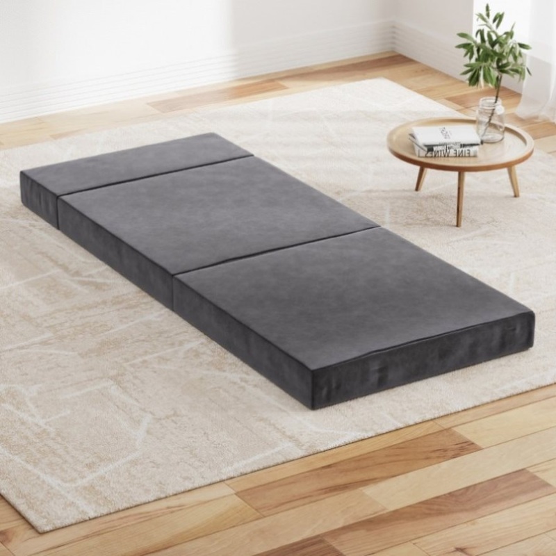 Giselle Bedding Foldable Mattress Folding Foam Bed Mat Single Grey FOAM-MFM-CU01-VEL-GY