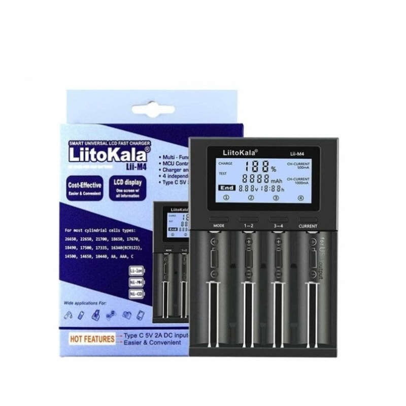 LiitoKala Lii-M4 Smart Battery Charger LCD – 4-Slot USB for 18650 AA AAA Li-ion V238-SUPDZ-41167153594448