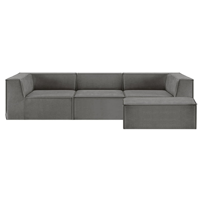 Sarantino Novi 3-Seater Modular Sofa with Ottoman in Grey Non-Slip Bottom Lounge SOFA-MLM-232-GY