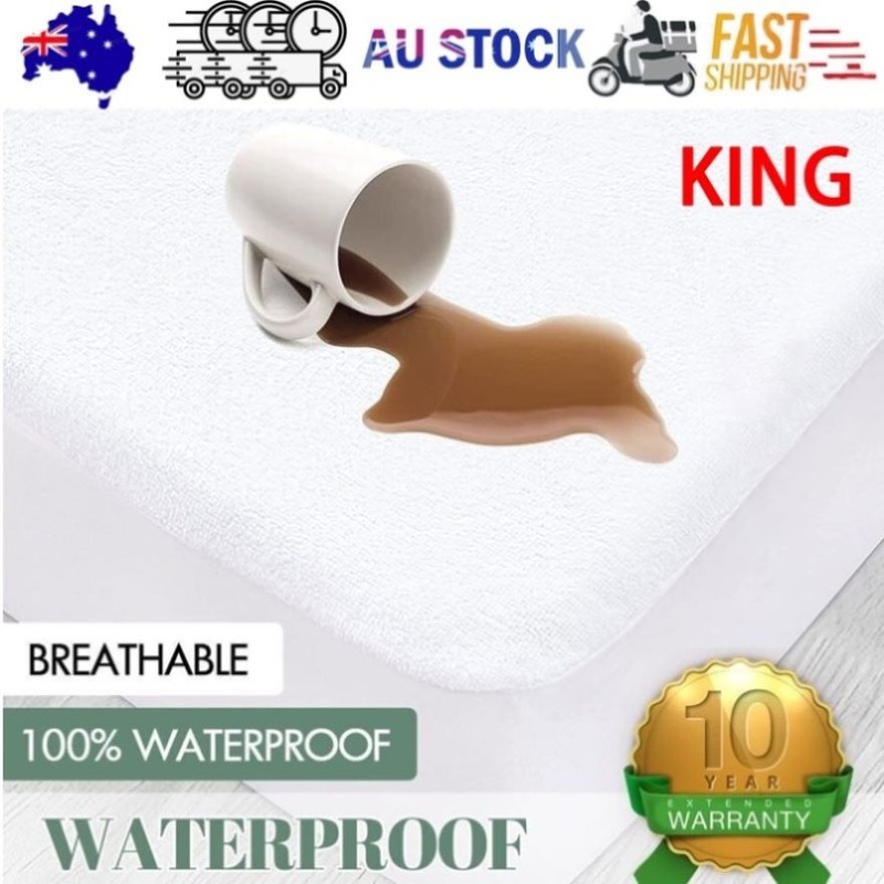 100% Terry Cotton Fitted Mattress Protector Waterproof King V201-W12850221