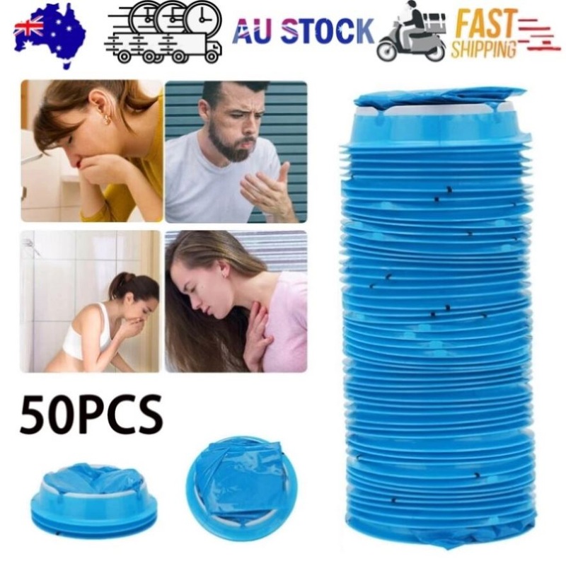 50 Sick Bags Vomit Bags Emesis Calibrated 1 Litre Infection Control Secure Tie V201-W12080412