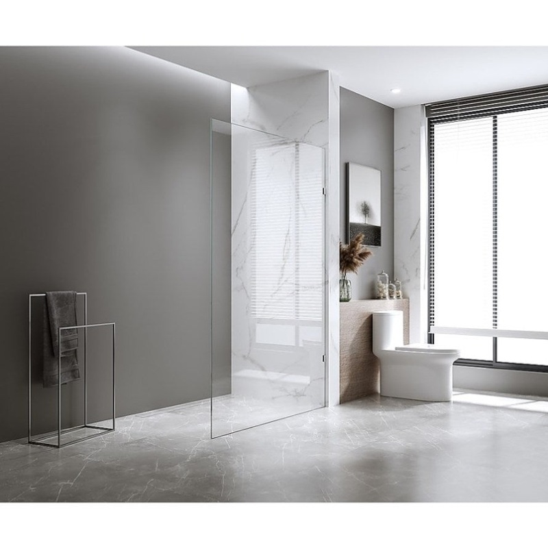 80x210cm Glass Shower Screen with Chrome U-brackets & Square Pole V63-922681