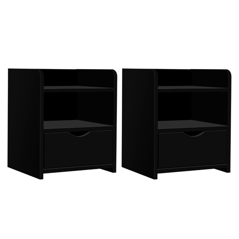 Artiss 2X Bedside Table 1 Drawer with Shelf – FARA Black FURNI-C-BS-TOGO-BKX2