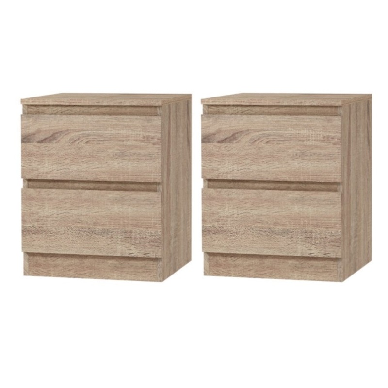 Artiss 2x Bedside Table 2 Drawers – PEPE Oak FURNI-E-PURE-WDX2