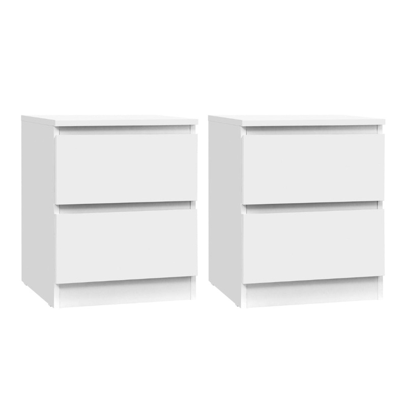 Artiss 2x Bedside Table 2 Drawers – PEPE White FURNI-E-PURE-WHX2