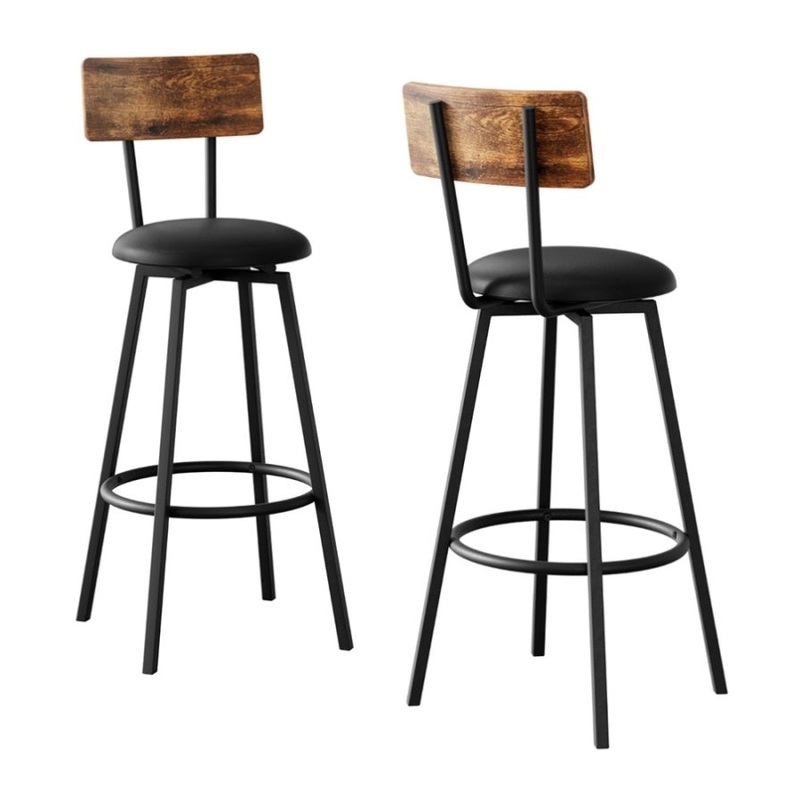 Artiss 2X Industrial Bar Stools Upholstered Counter Chairs Steel Frame Anti-Scratch BA-U-4789-WALX2