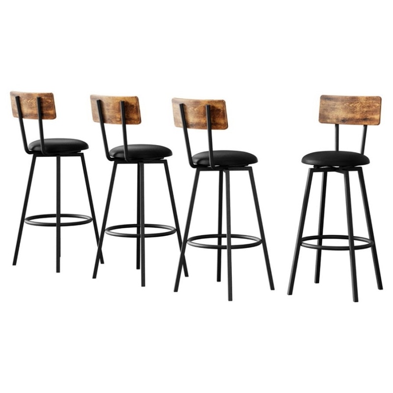 Artiss 4X Industrial Bar Stools Upholstered Counter Chairs Steel Frame Anti-Scratch BA-U-4789-WALX4
