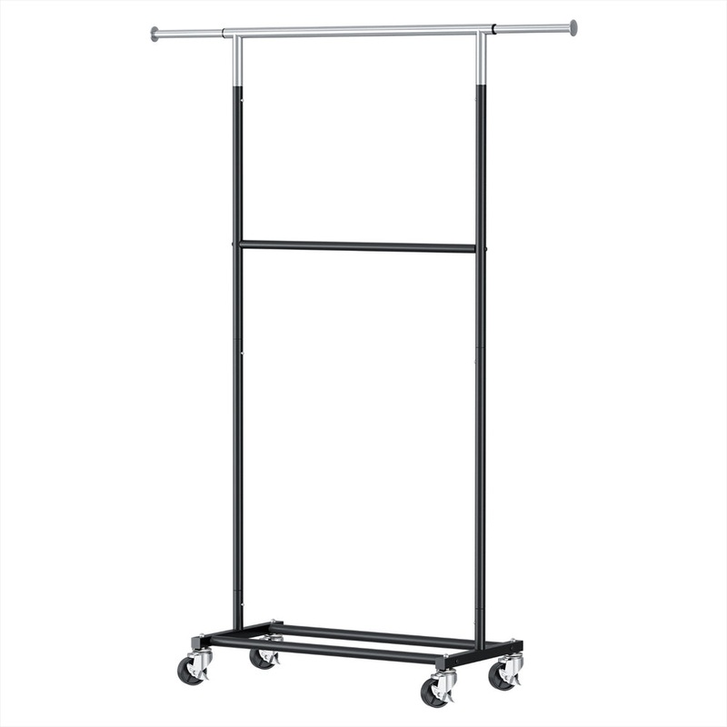 Artiss Clothes Rack Double Rod Airer Rail Coat Stand Adjustable Hanger HANGER-165H-D-SI