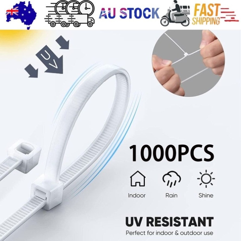 Cable Ties Zip Ties Nylon UV Stabilised 1000x Bulk Black Cable Tie AU STOCK V201-W12791671