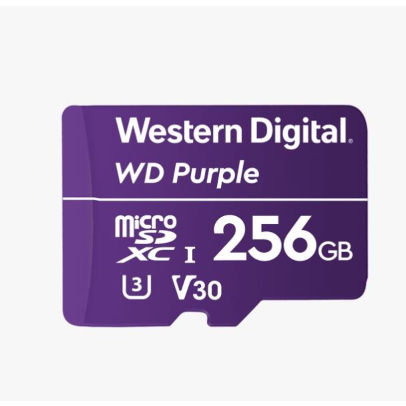 WESTERN DIGITAL Digital WD Purple 256GB MicroSDXC Card 24/7 -25C to 85C Weather & Humidity V177-L-FMWD-PPMSD-256GC