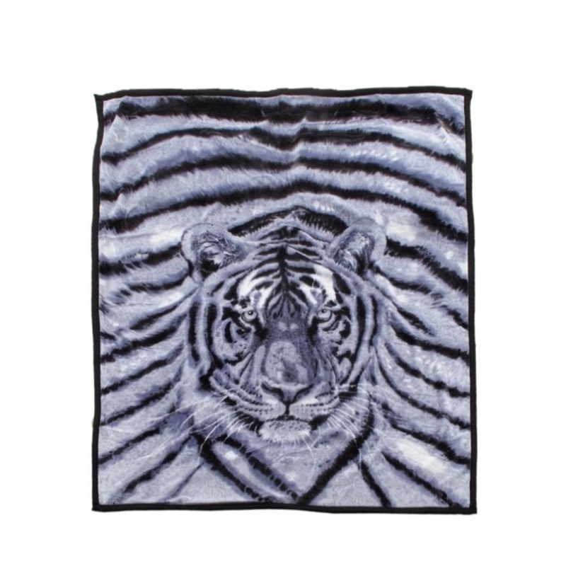 1000GSM White Tiger Luxury Quality 2 Ply Mink Blanket 200 x 240 cm V442-ATX-BLANKET-1000GSMTIGER-WHITE-QS