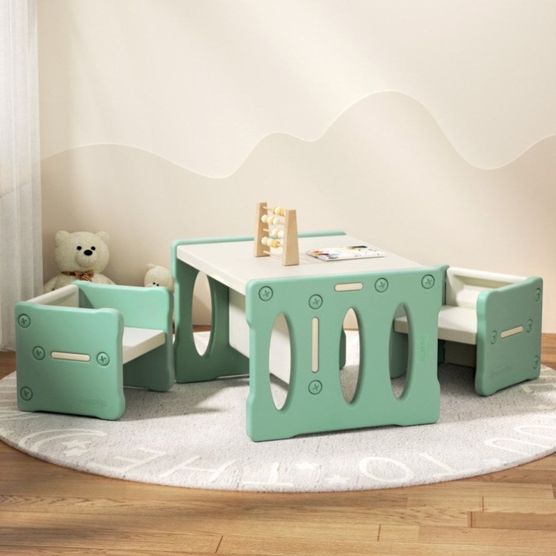 Keezi 3PCS Kids Table and Chairs Set HDPE KPS-TABLE-2CHAIR-GN