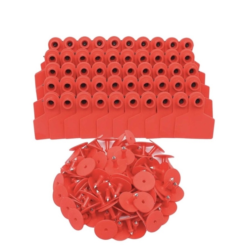 100x Cattle Ear Tags Set – 5x4cm Small Red Blank Cow Pig Sheep Livestock Label V238-SUPDZ-39973737037904