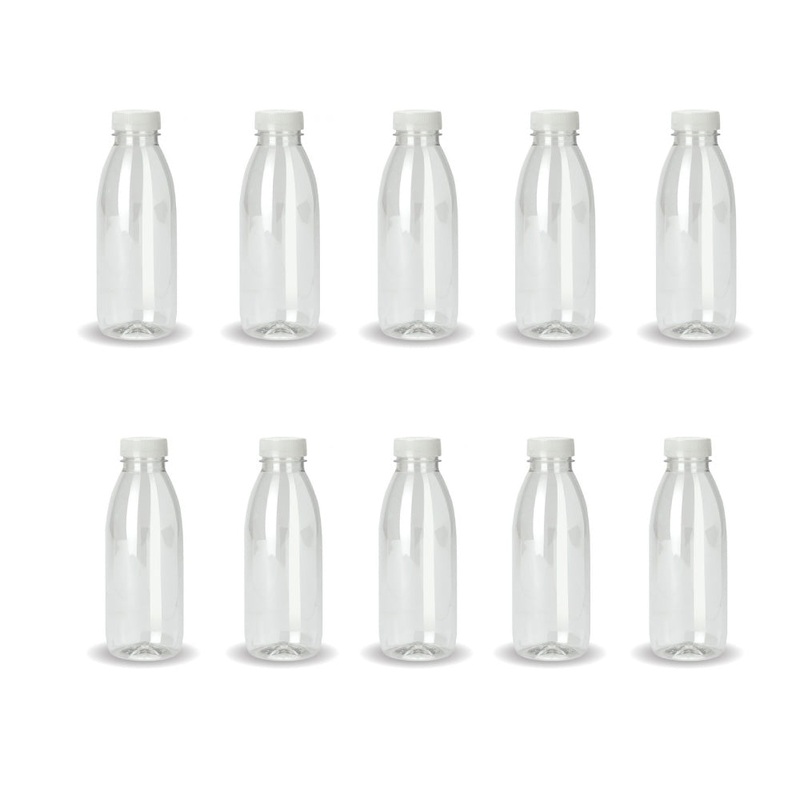 10x 300ml PET Juice Bottles + Tamper Evident Caps – Empty Plastic Recyclable Clear V238-SUPDZ-32470510239824