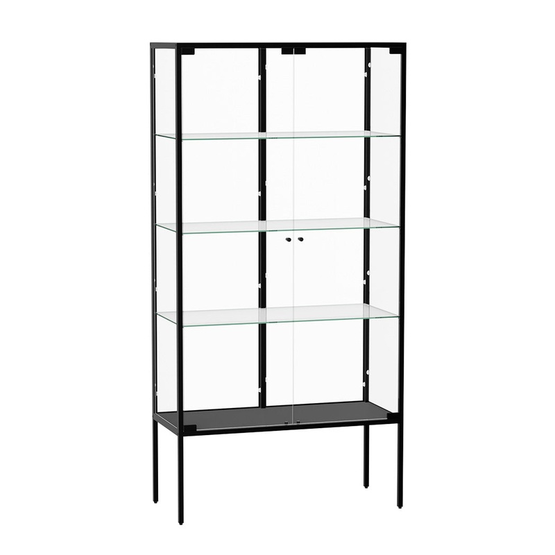 Stacked Glass Display Cabinet Steel 4 Tier 160cm DBOX1003-4-D-BK