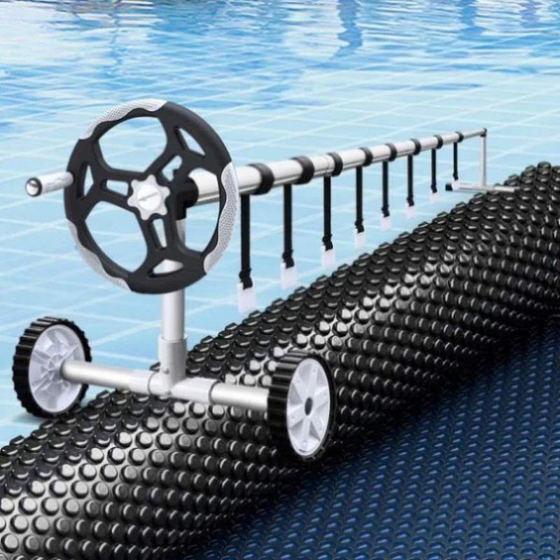 Aqua Buddy Pool Cover 600 Micron 9.5x5m w/ Roller 5.55m Swimming Pools Black Solar Blanket PC-95X50-L-BK-BL-ROLLER