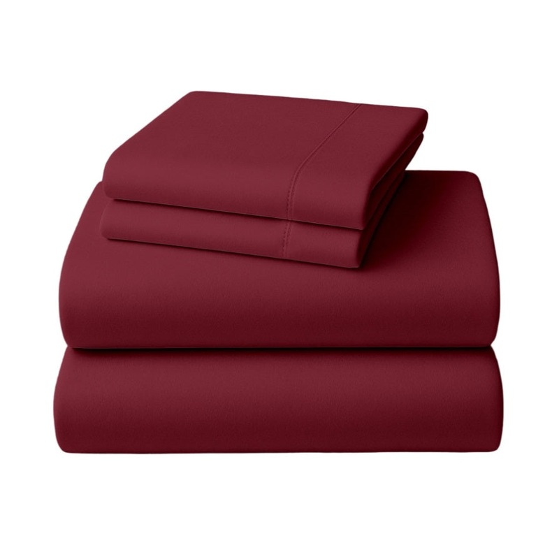 4pc 1000 Thread Count Cotton Rich King Bed Sheet Gift Pack CVC Microfibre Blend in Burgundy CVC-10KS-BGY