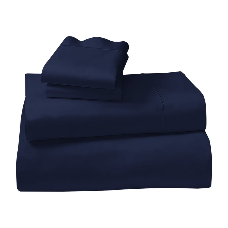 4pc 1000 Thread Count Cotton Rich King Bed Sheet Gift Pack CVC Microfibre Blend in Navy CVC-10KS-NY