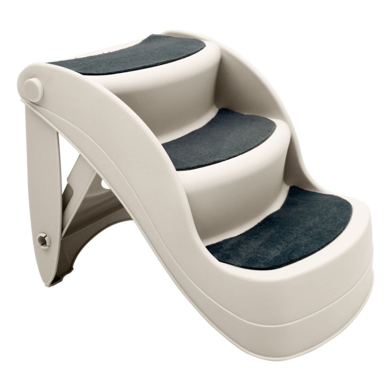 Furtastic 38cm Foldable Dog Cat Pet Stairs Ramp – White PTS-EJE-434-WH