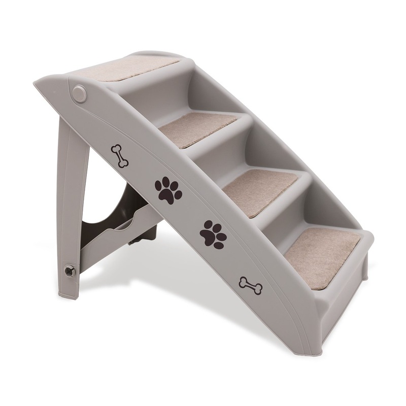 Furtastic Foldable Pet Stairs 50cm Dog Ladder Cat Ramp with Non-Slip Mat for Indoor and Outdoor PTS-EJE-433-GY