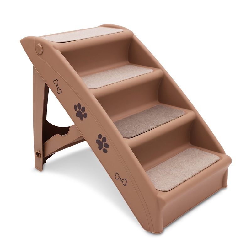 Furtastic Foldable Pet Stairs 50cm Dog Ladder Cat Ramp with Non-Slip Mat for Indoor Outdoor PTS-EJE-433-BR