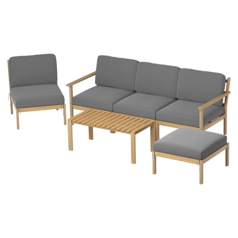 Gardeon 5-Seater Outdoor Sofa Set Wooden Lounge Setting 6PCS ODF-B-SOFA01-TK-ABCDEF