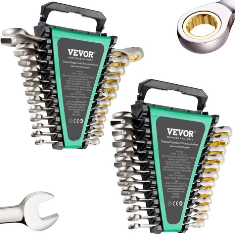 VEVOR Combination Wrench Set 24 PCS SAE 1/4 – 7/8 Metric 8-19mm Organizer Rack V952-ZXBSTZGDK24PU44S3V0