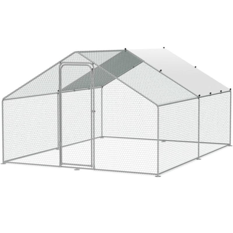 VEVOR Large Metal Chicken Coop, 3×3.93×1.99 m Walk-in Chicken Runs for Yard with Cover, Spire Roof V952-BRSJP4X3X2MJBQGL6V0