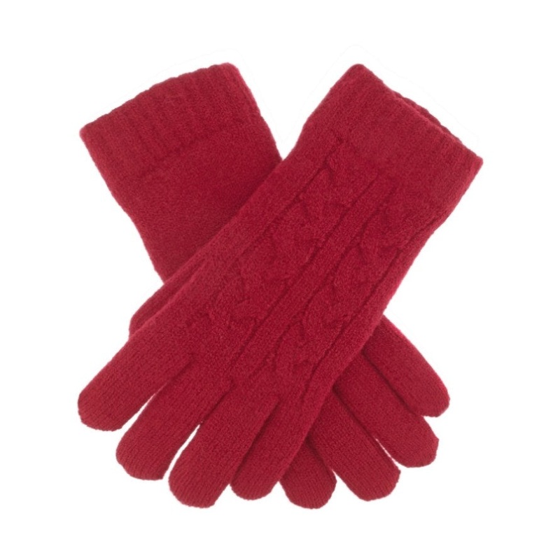Dents Womens Cable Knit Gloves in Berry V563-DENTS-6-3186-BERRY