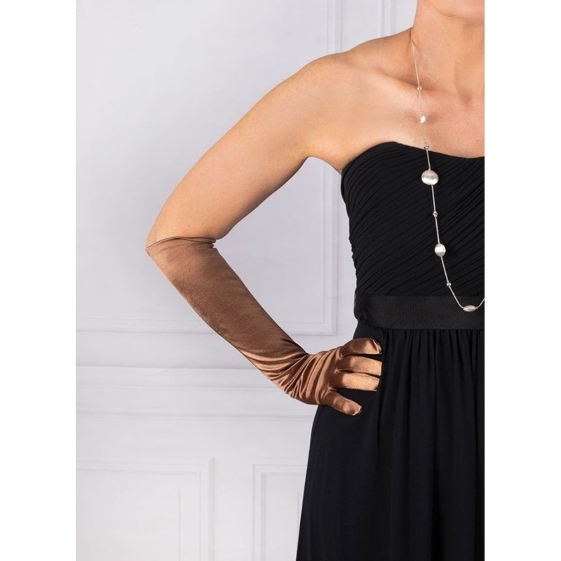 Dents Womens Long Above Elbow Satin Gloves – Bronze V563-6-2181-BRONZE-ONE_SIZE