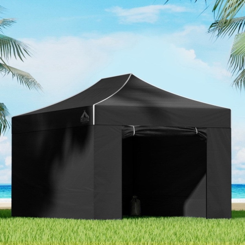 Instahut Gazebo Pop Up Marquee 3×4.5 Folding Tent Wedding Gazebos 500D Black GAZEBO-C-3X45-DX-BLACK