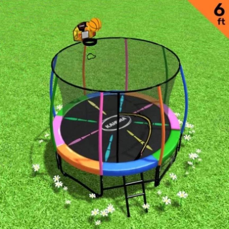 Kahuna Trampoline 6 ft with Basketball Set – Rainbow TRA-KAH-06-RB-BB