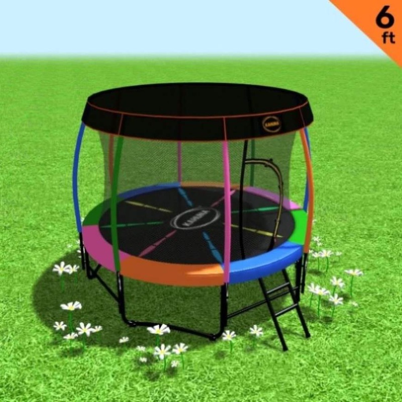 Kahuna Trampoline 6 ft with Roof – Rainbow TRA-KAH-06-RB-RF