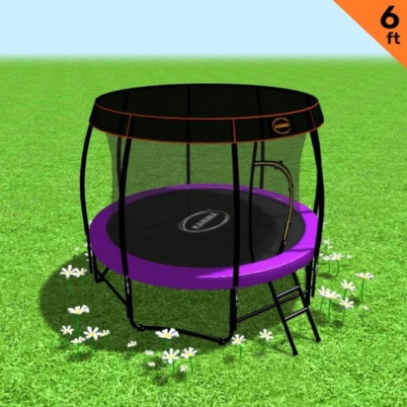 Kahuna Trampoline 6ft with Roof Cover – Purple TRA-KAH-06-PU-RF
