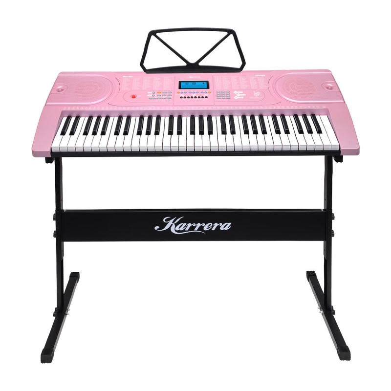 Karrera 61-Key Electronic Keyboard Piano Music with Stand – Pink EKB-CHJ-61-PK
