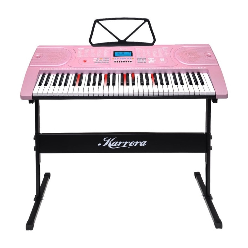 Karrera 61-Key Electronic LED Piano Keyboard with Stand – Pink EKB-CHJ-61-PK-LED