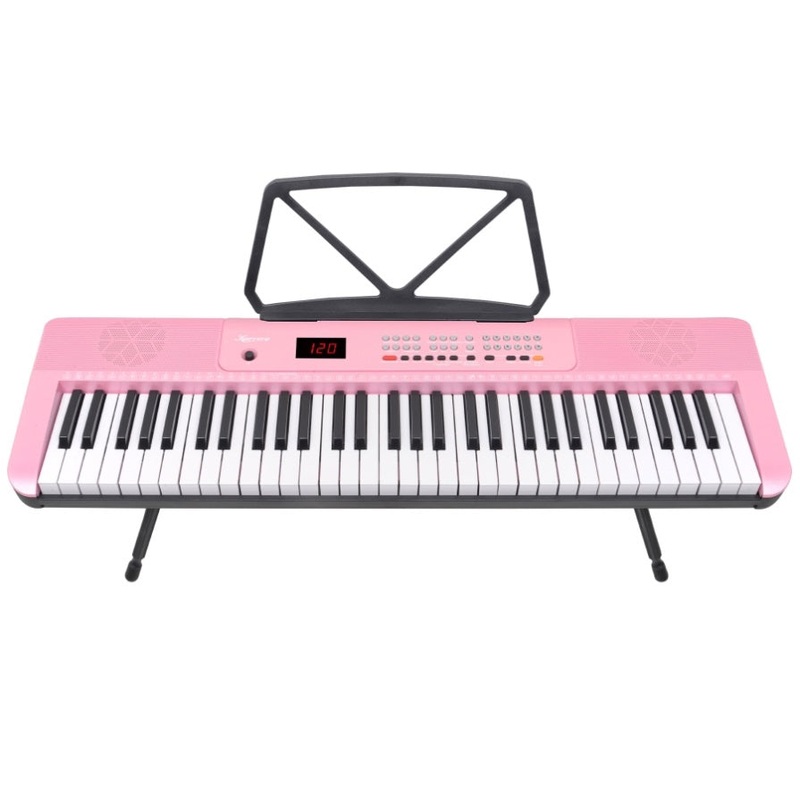 Karrera 61-Key Electronic Piano Keyboard with LED and Folding Stand in Pink CHJ-SD1 EKB-CHJ-SD1-PK